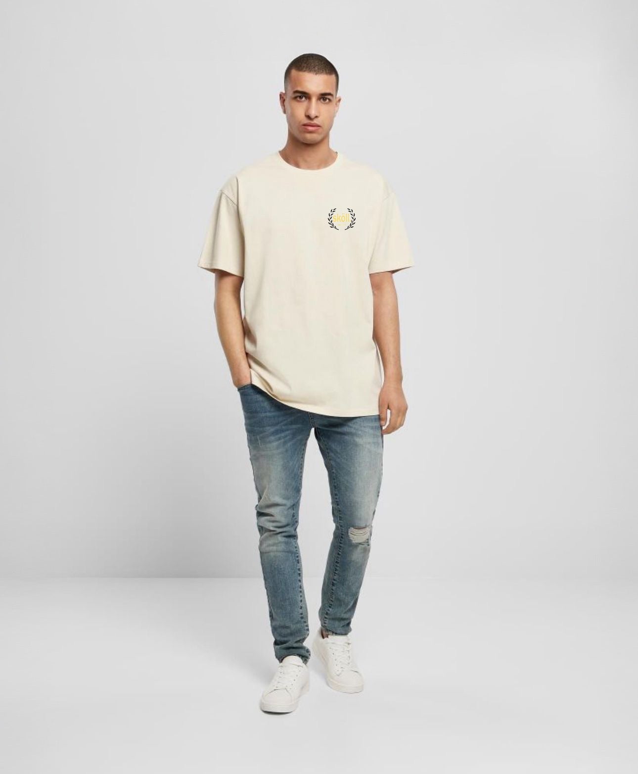 Camiseta Oversize Basic Laurel - Blanco roto